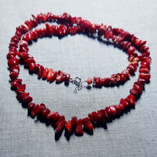 Carmen necklace with natural coral and 925 silver, handmade, new
