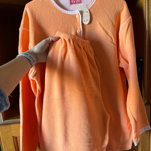 Orange fleece pajamas set new, size XXXL