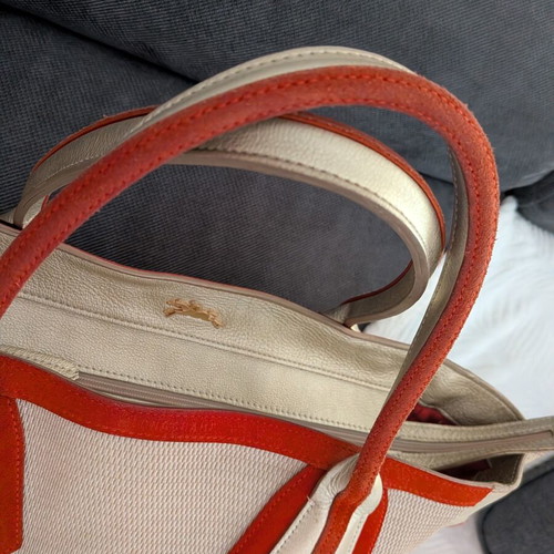 Longchamp Penelope tote bag used, orange and gold