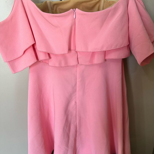 Pink dress with ruffle sleeves and skin-colored lining new