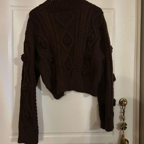 Zara brown knitted sweater with braids like new