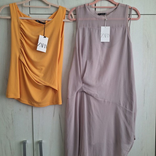 Zara tops 2pcs, size M, pink and yellow