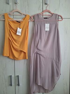 Zara tops 2pcs, size M, pink and yellow