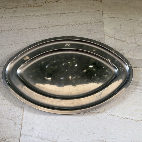Stainless steel serving platter, oval 28 x 17 cm