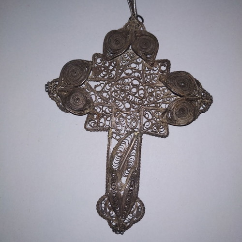 Vintage Tin Filigree Cross from Ioannina made to order