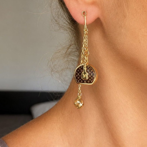 Louis Vuitton stainless steel earrings, rare sold out design, gold tone
