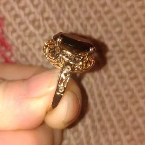 Isaura ring new with yellow gold plating and smoky quartz stone