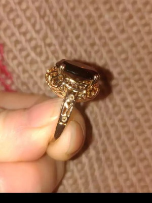 Isaura ring new with yellow gold plating and smoky quartz stone