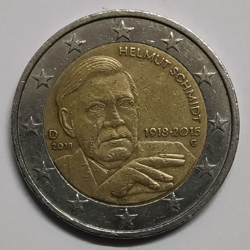 Αναμνηστικό δίευρο 2€ 2018 Helmut Schmidt μεταχειρισμένο, Γερμανία