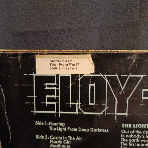Floating vinyl LP used, Eloy krautrock prog rock album