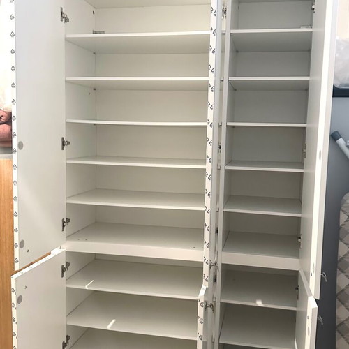White six-door wardrobe with glossy finish new