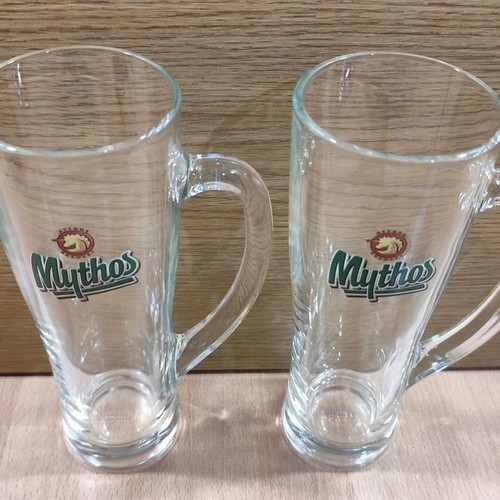 Mythos 2 glass collectible beer mugs 300ml new