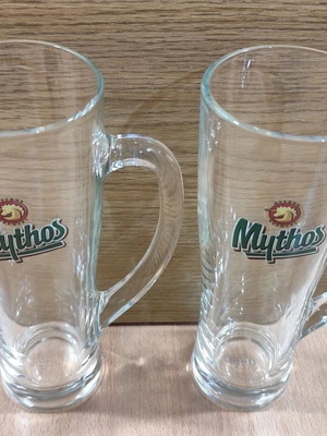 Mythos 2 γυάλινα συλλεκτικά ποτήρια μπύρας 300ml καινούργια