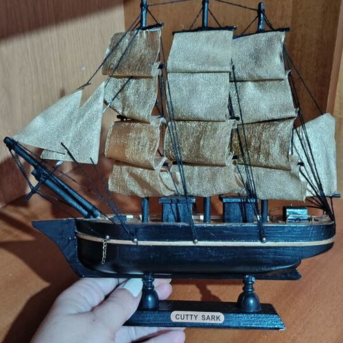 Cutty Sark decorative wooden ship used with gold sails