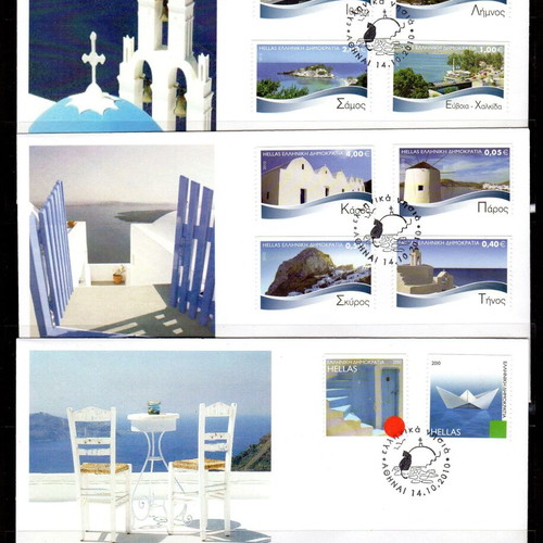 Set of 3 unofficial first day covers 2010, Greek islands like new