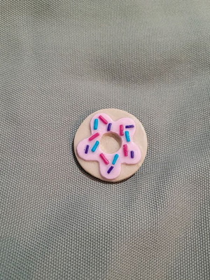 Polymer clay badge like new, handmade, beige and pink