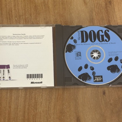 Microsoft Dogs educational CD-ROM used, Windows 95