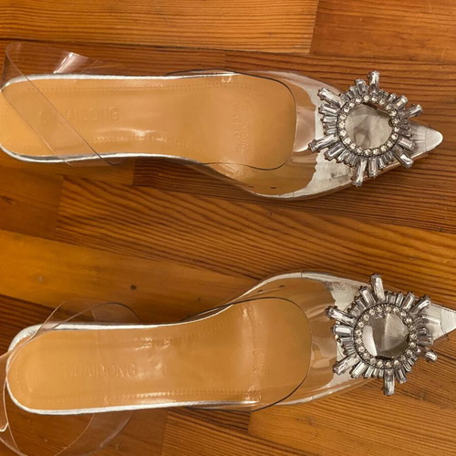 Pumps with Transparent Heel Size 38 New Silver