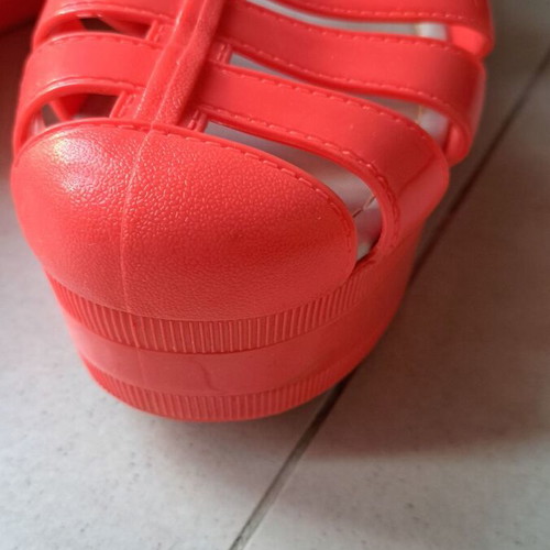 Fiore Collection platform sandals used, coral, size 39