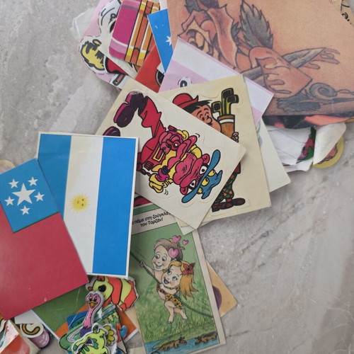 Old stickers used, assorted Snoopy and 3D designs