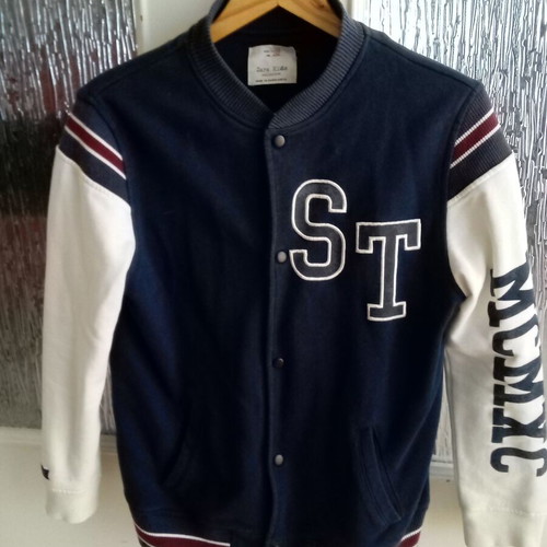 Zara kids varsity jacket used, blue color