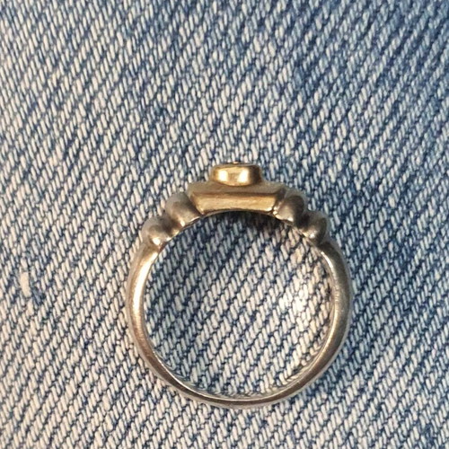 Silver gold ring 950 silver with 14K gold used, size 57