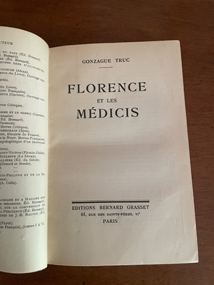 Florence et les Médicis του Gonzague Truc μεταχειρισμένο, πρώτη έκδοση 1936