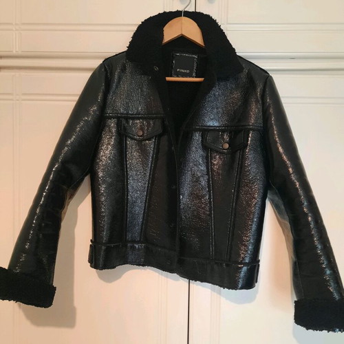 Pinko women's leather jacket black like new, Small/Medium