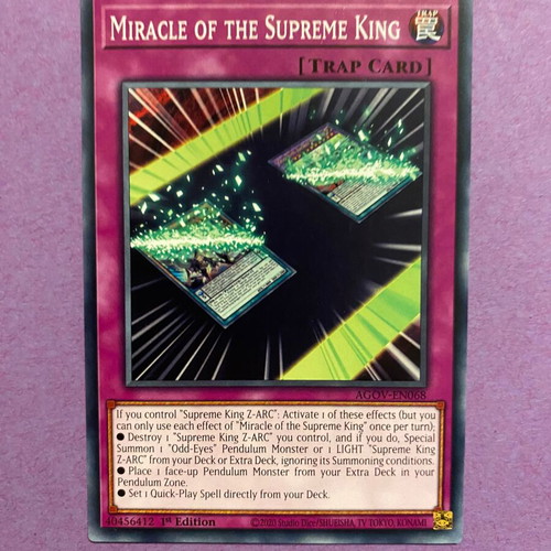 Miracle of the Supreme King Yu-Gi-Oh! Trap Card like new, 1st Edition