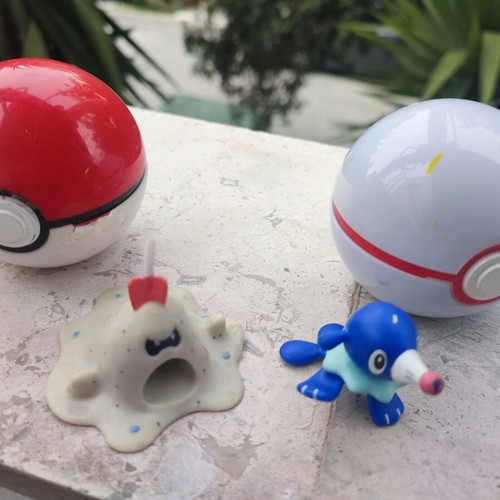 Pokémon figures used Popplio and Bacabouth with Pokéball