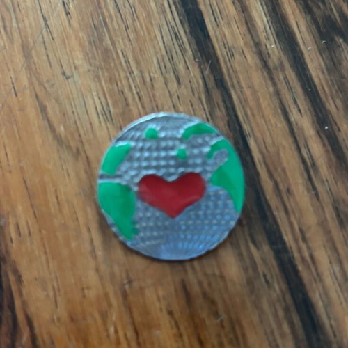 Heart and Earth pin vintage used