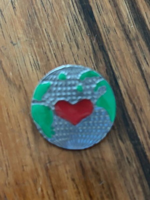 Heart and Earth pin vintage used