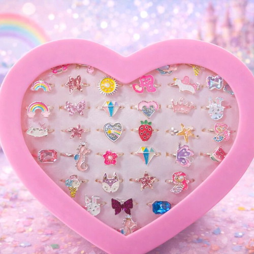 Heart box with 36 new children's rings