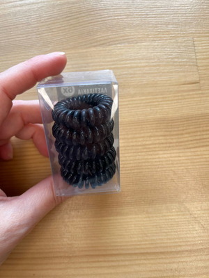 Black spiral hair ties new, pack of 5