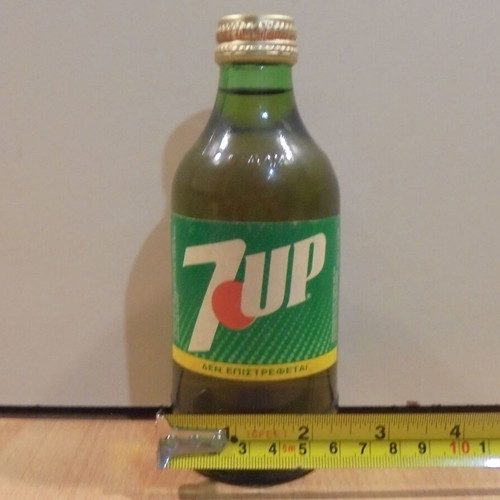 7 UP old glass bottle 250ml Greek bottling sealed like new