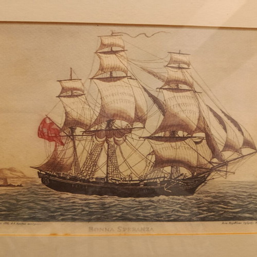 Lykourgos Kogevinas The Ships of the Struggle, two framed prints 1938