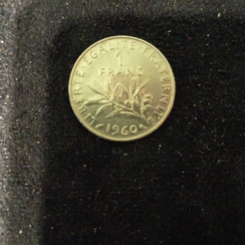 1 Franc Coin 1960 like new with manufacturing defects