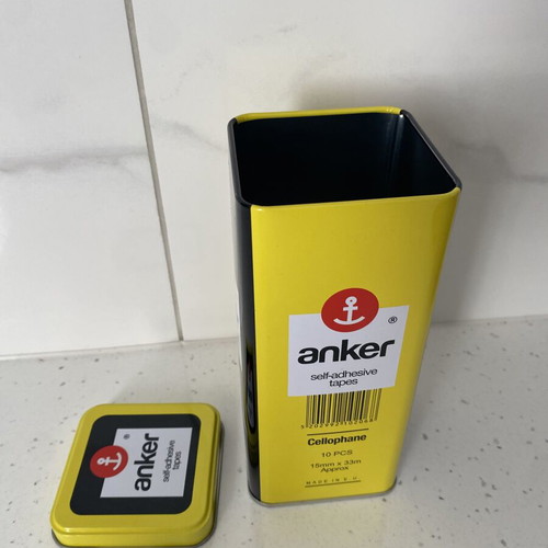 Anker Metal Storage Tin Box yellow and black, like new