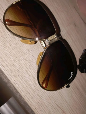 Camel sunglasses used, metal aviator frame, brown lenses