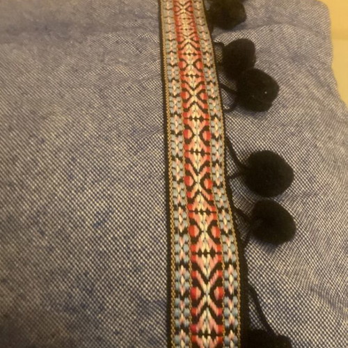 Handmade bag in denim cotton fabric with inner lining and decorative details