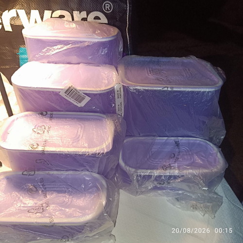 Tupperware Quadro set of 6 airtight containers, lilac