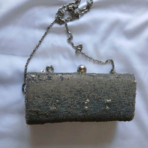 Small crossbody bag silver-gold with sequins like new