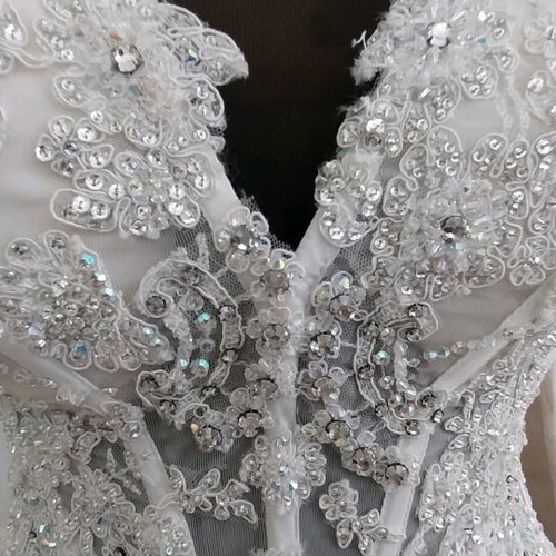 Wedding bustier embroidered with stones, strass and Swarovski, new