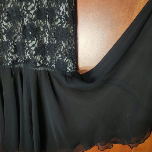 Maxi evening dress lace with tulle used, black, size XS-S