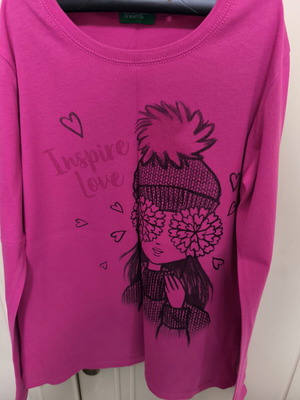 Benetton long-sleeve shirt 7 years pink like new