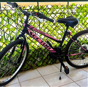 Ποδήλατο mountain bike SECTOR mountain bike, 18 ταχυτήτων, χρώμα μαύρο - ροζ, τροχός 24"