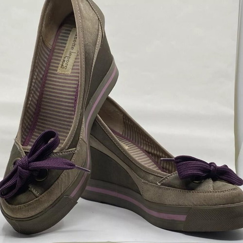 Nanette Lepore for Keds wedge platform shoes used, size US8 EU38.5, gray with purple