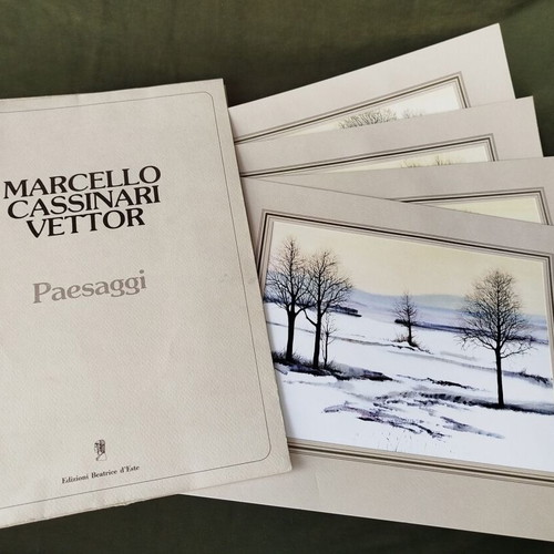 Set of 4 Paesaggi lithographs by Marcello Cassinari refurbished