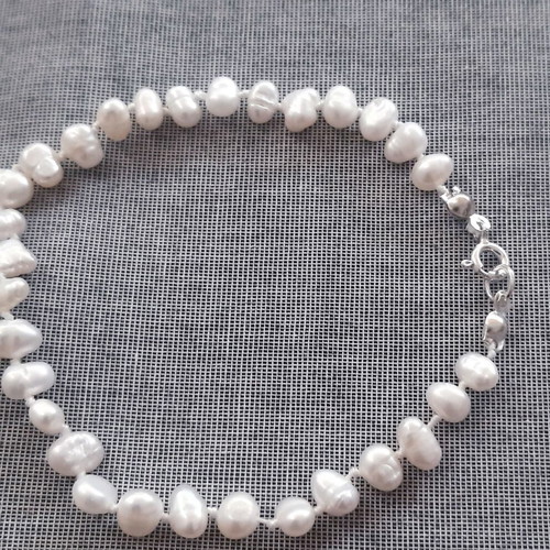 Antoinette Jewelry Set with Natural Freshwater Pearls and 925 Silver Necklace and Bracelet, New