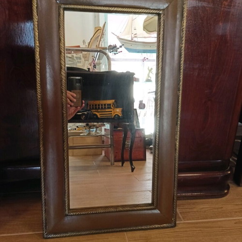 Mirror leather metal 41 x 71 cm